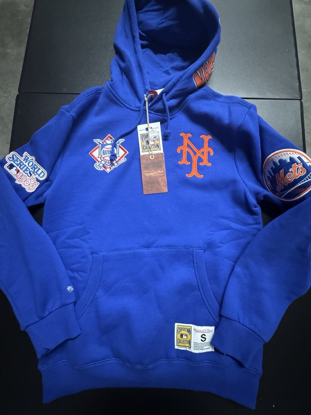 NWT Men’s Mitchell & Ness New York Mets Hoodie Small Cooperstown Collection Blue